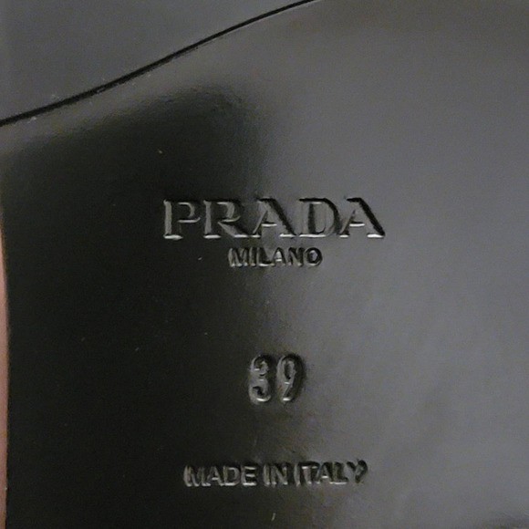 Prada Combat Boots Leather Brogue Lace Up Black Buckle Heeled 39 - Picture 10 of 12